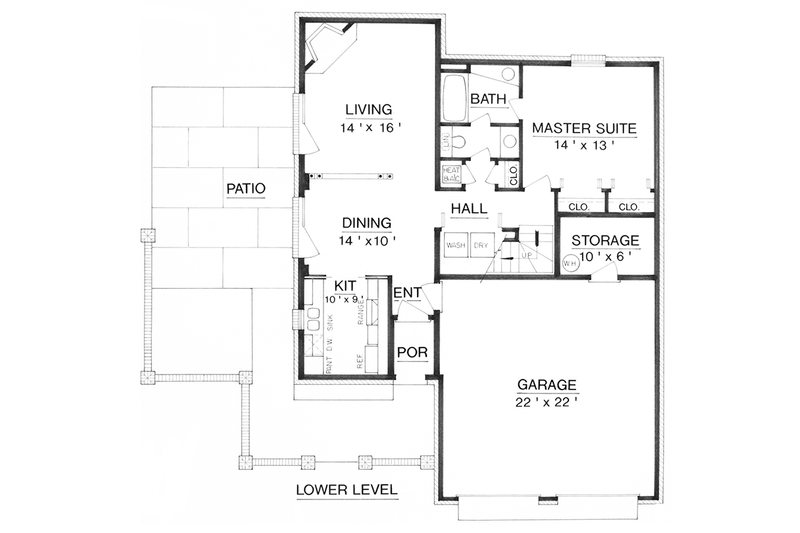 House Plan Design - Floor Plan - Main Floor for Traditional House Plan #45-565 - 3 bed, 2 bath