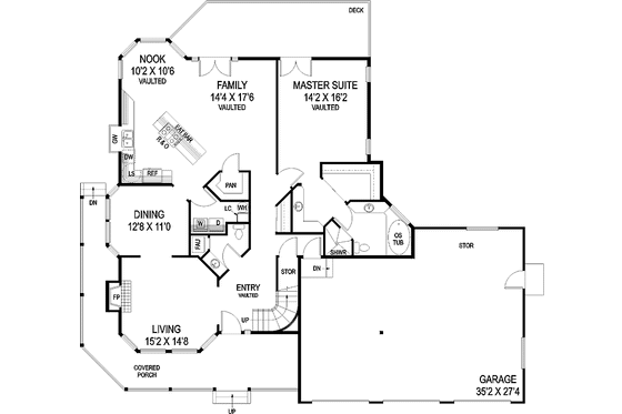 Floor Plan - Main Floor for Ranch House Plan #60-1026 - 4 bed, 2.5 bath