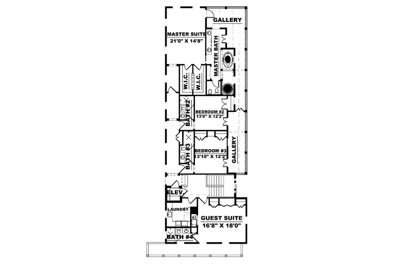 Home Plan - Floor Plan - Upper Floor for Southern House Plan #1017-60 - 4 bed, 4 bath