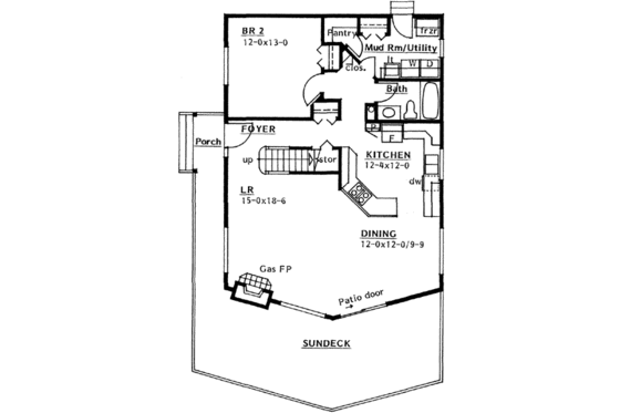 Floor Plan - Main Floor for Cabin House Plan #126-106 - 2 bed, 2 bath