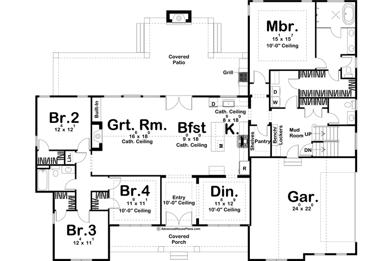 Dream House Plan - Floor Plan - Main Floor for Modern House Plan #455-300 - 4 bed, 2.5 bath