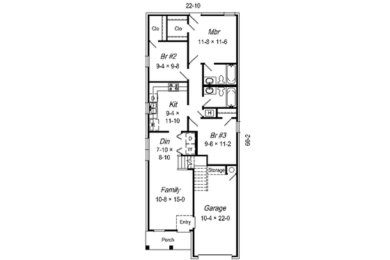 Floor Plan - Main Floor for Cottage House Plan #329-169 - 3 bed, 2 bath