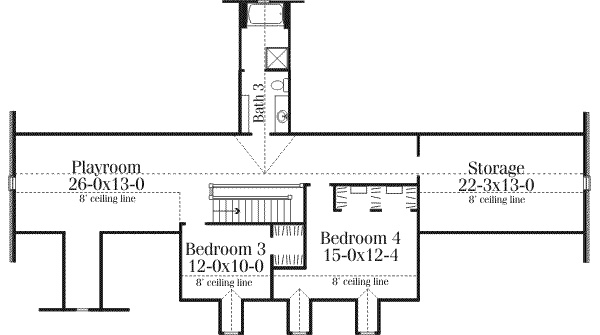 Southern Floor Plan - Upper Floor Plan #406-109