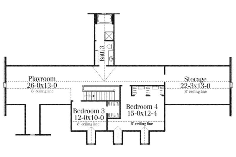 Dream House Plan - Floor Plan - Upper Floor for Southern House Plan #406-109 - 4 bed, 3 bath