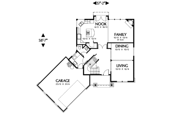 Floor Plan - Main Floor for Craftsman House Plan #48-213 - 4 bed, 2.5 bath