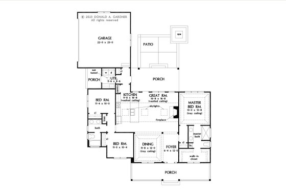 Floor Plan - Main Floor for Farmhouse House Plan #929-1181 - 3 bed, 2 bath