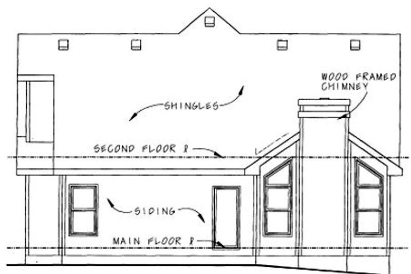 House Blueprint - Exterior - Rear Elevation for Farmhouse House Plan #20-1233 - 4 bed, 3 bath