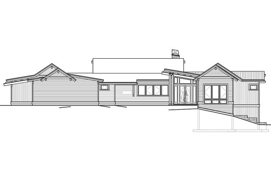 Exterior - Rear Elevation for Ranch House Plan #895-28 - 4 bed, 2.5 bath