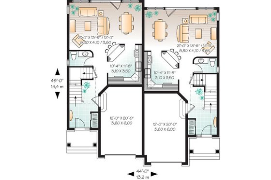 Floor Plan - Main Floor for European House Plan #23-2171 - 3 bed, 1.5 bath
