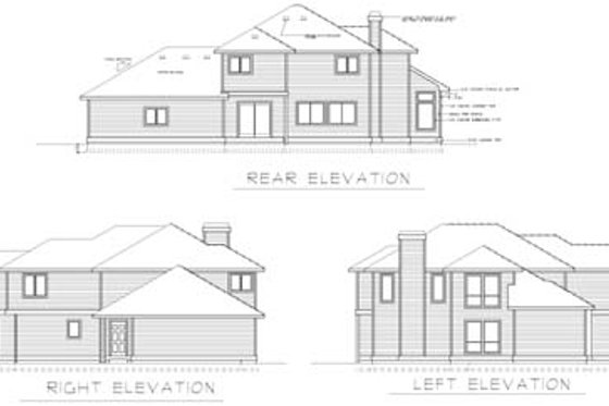 Exterior - Rear Elevation for Traditional House Plan #100-432 - 3 bed, 2.5 bath