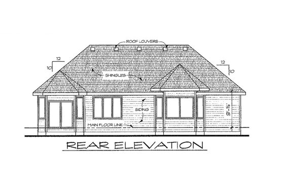 Exterior - Rear Elevation for Traditional House Plan #20-2099 - 2 bed, 2 bath