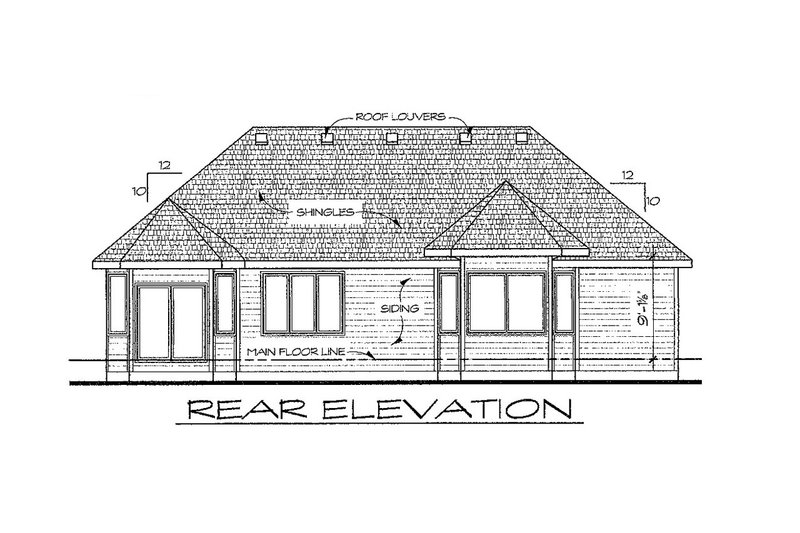 Home Plan - Exterior - Rear Elevation for Traditional House Plan #20-2099 - 2 bed, 2 bath