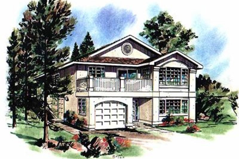 House Blueprint - European Exterior - Front Elevation Plan #18-133