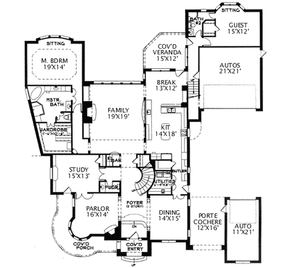European Floor Plan - Main Floor Plan #141-150