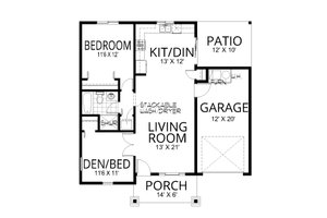Floor Plan - Main Floor for Craftsman House Plan #112-301 - 2 bed, 1 bath