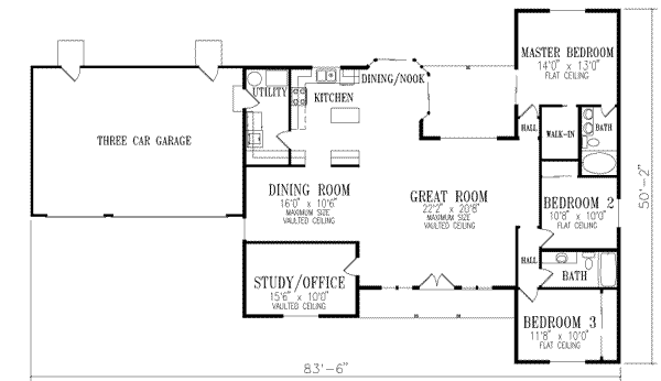 Ranch Floor Plan - Main Floor Plan #1-416