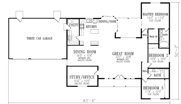 House Blueprint - Ranch Floor Plan - Main Floor Plan #1-416