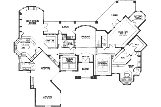 Floor Plan - Main Floor for European House Plan #115-172 - 3 bed, 4 bath
