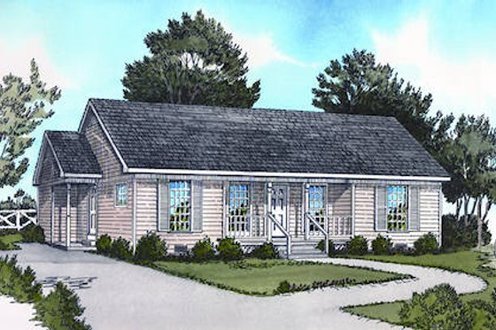Exterior - Front Elevation for Cottage House Plan #16-244 - 2 bed, 1 bath