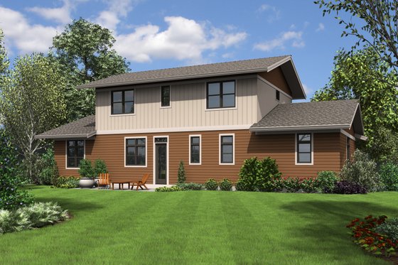 Exterior - Rear Elevation for Contemporary House Plan #48-680 - 3 bed, 2.5 bath