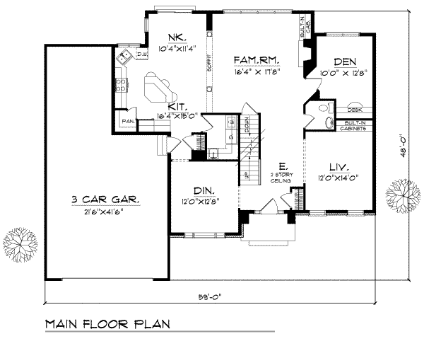 House Design - European Floor Plan - Main Floor Plan #70-444