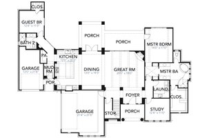 Floor Plan - Main Floor for Mediterranean House Plan #80-221 - 5 bed, 4 bath