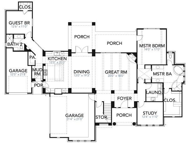 Dream House Plan - Mediterranean Floor Plan - Main Floor Plan #80-221