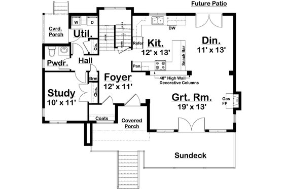 Floor Plan - Main Floor for Contemporary House Plan #126-232 - 4 bed, 3.5 bath