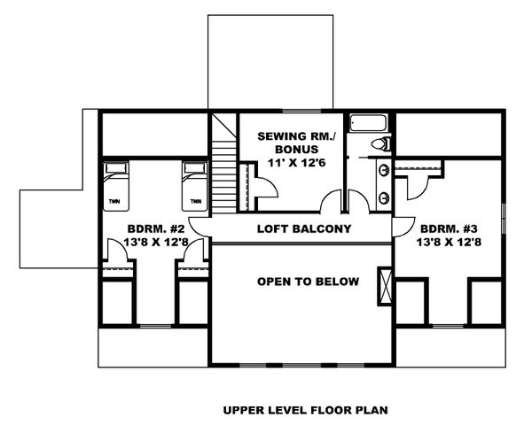 Farmhouse Floor Plan - Upper Floor Plan #117-897