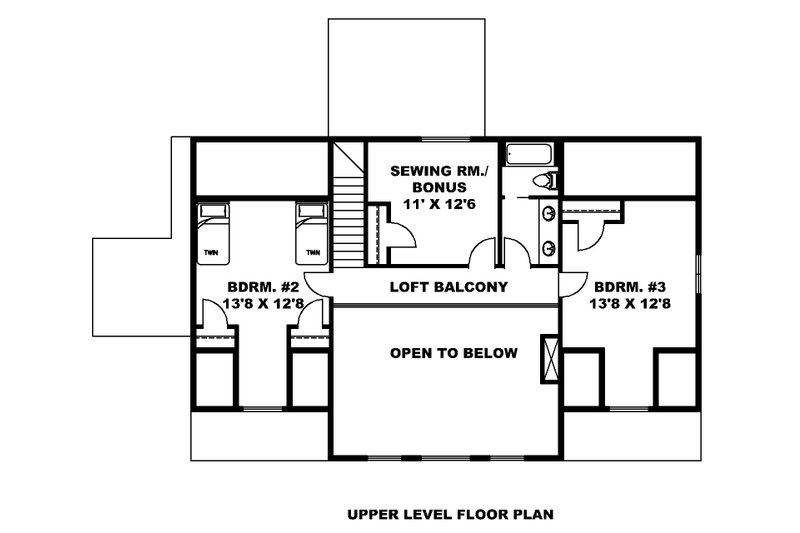 Dream House Plan - Floor Plan - Upper Floor for Farmhouse House Plan #117-897 - 3 bed, 3 bath
