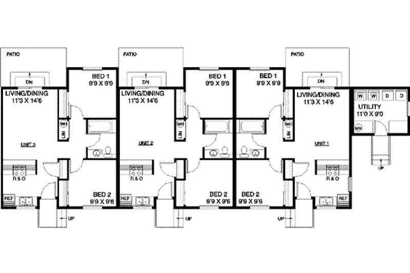 House Plan Design - Floor Plan - Main Floor for Ranch House Plan #60-500 - 2 bed, 1 bath