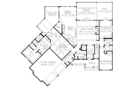 Floor Plan - Main Floor for Ranch House Plan #54-517 - 3 bed, 3 bath
