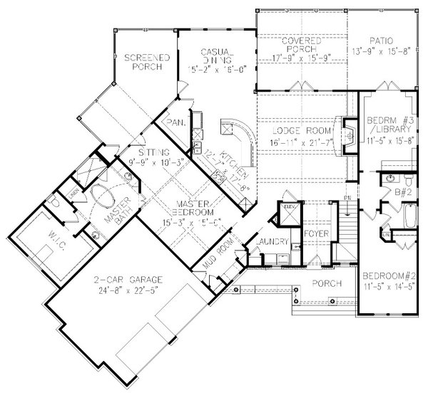 House Blueprint - Ranch Floor Plan - Main Floor Plan #54-517