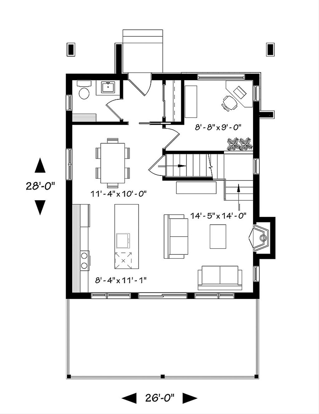 Contemporary Style House Plan 2 Beds 1 Baths 1344 Sq Ft Plan 23 2660 Builderhouseplans Com