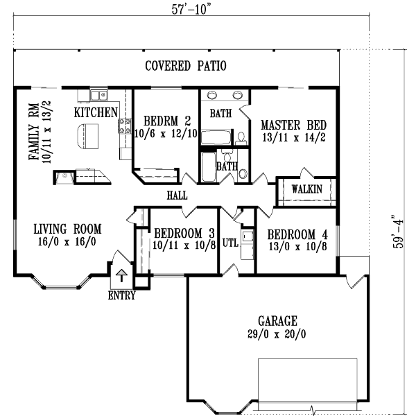 Ranch Floor Plan - Main Floor Plan #1-1320