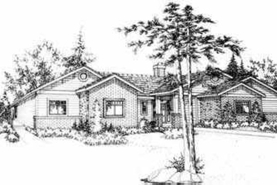 Exterior - Front Elevation for Ranch House Plan #78-213 - 3 bed, 2 bath