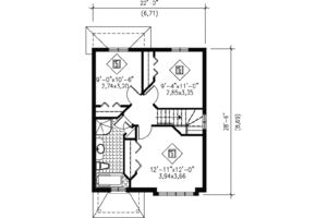 Floor Plan - Upper Floor for European House Plan #25-4010 - 3 bed, 1.5 bath