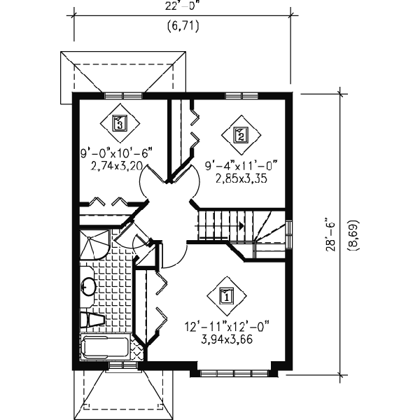 European Floor Plan - Upper Floor Plan #25-4010