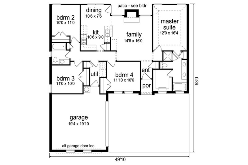 Architectural House Design - Floor Plan - Main Floor for Traditional House Plan #84-547 - 4 bed, 2 bath