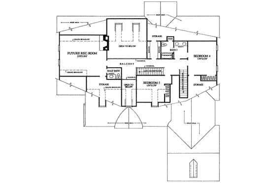 Floor Plan - Upper Floor for Colonial House Plan #137-228 - 5 bed, 3 bath