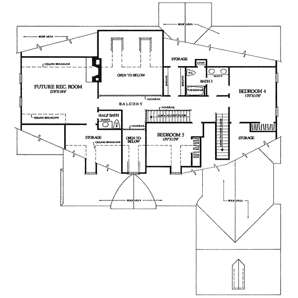 Colonial Floor Plan - Upper Floor Plan #137-228