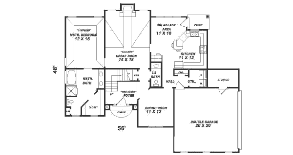 Floor Plan - Main Floor for European House Plan #81-201 - 3 bed, 2.5 bath