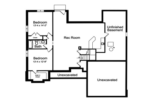 Traditional Floor Plan - Lower Floor Plan #46-894