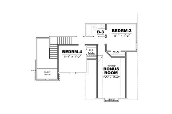 Floor Plan - Upper Floor for European House Plan #34-236 - 4 bed, 3 bath