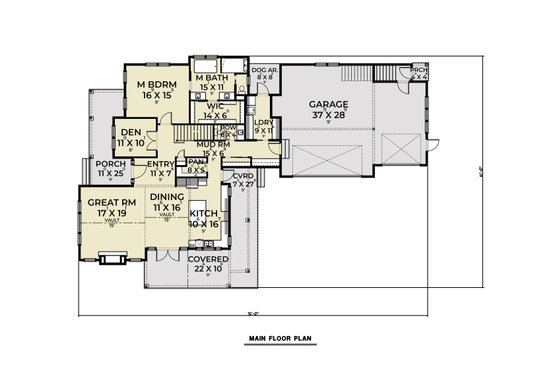 Floor Plan - Main Floor for Farmhouse House Plan #1070-132 - 5 bed, 4.5 bath