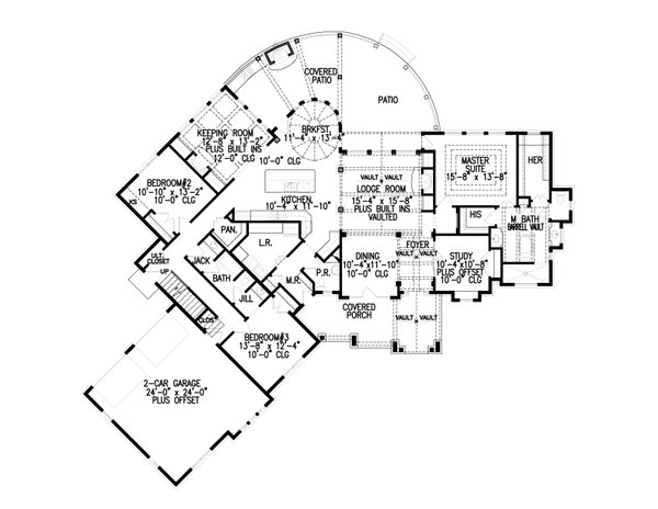 Dream House Plan - Ranch Floor Plan - Main Floor Plan #54-487