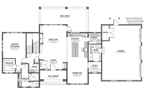 Floor Plan - Main Floor for Craftsman House Plan #1086-17 - 4 bed, 3.5 bath