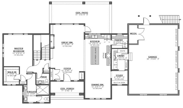 Craftsman Floor Plan - Main Floor Plan #1086-17