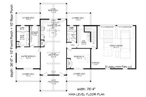 Floor Plan - Main Floor for Southern House Plan #932-945 - 2 bed, 2 bath