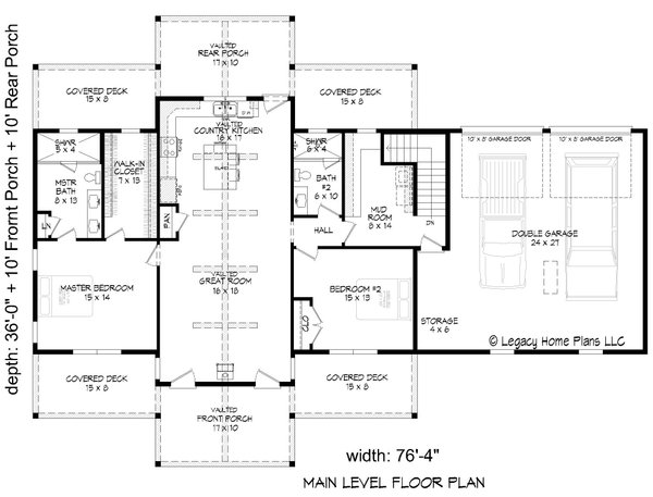 Southern Floor Plan - Main Floor Plan #932-945